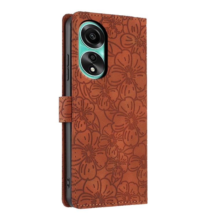 For OPPO A78 4G Cherry Blossoms Embossed Leather Phone Case