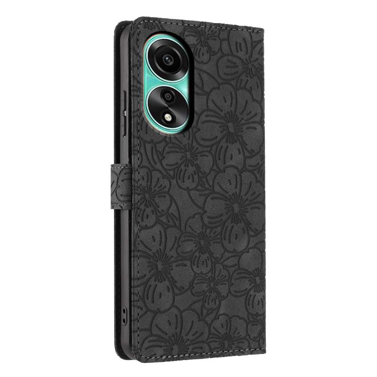 For OPPO A78 4G Cherry Blossoms Embossed Leather Phone Case