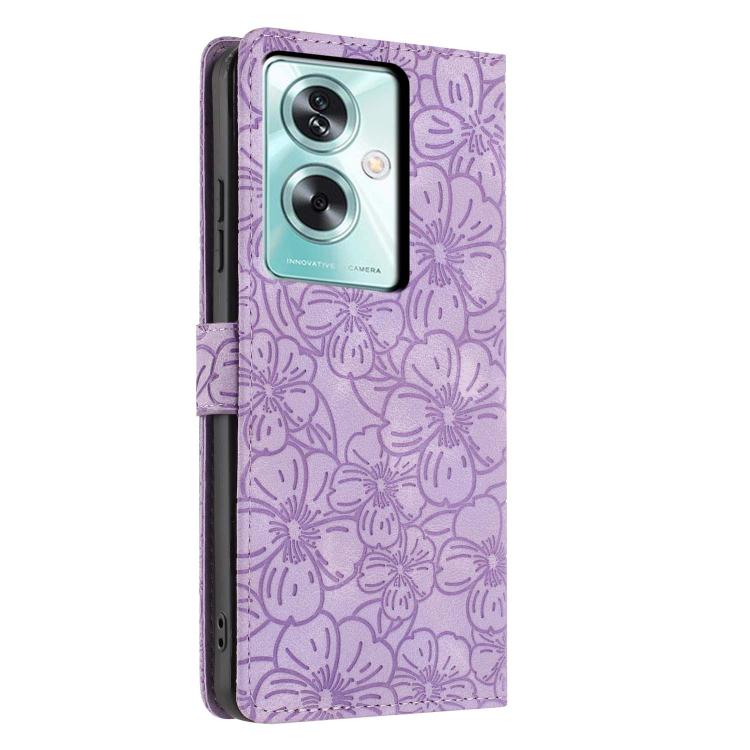 For OPPO A79 5G Cherry Blossoms Embossed Leather Phone Case