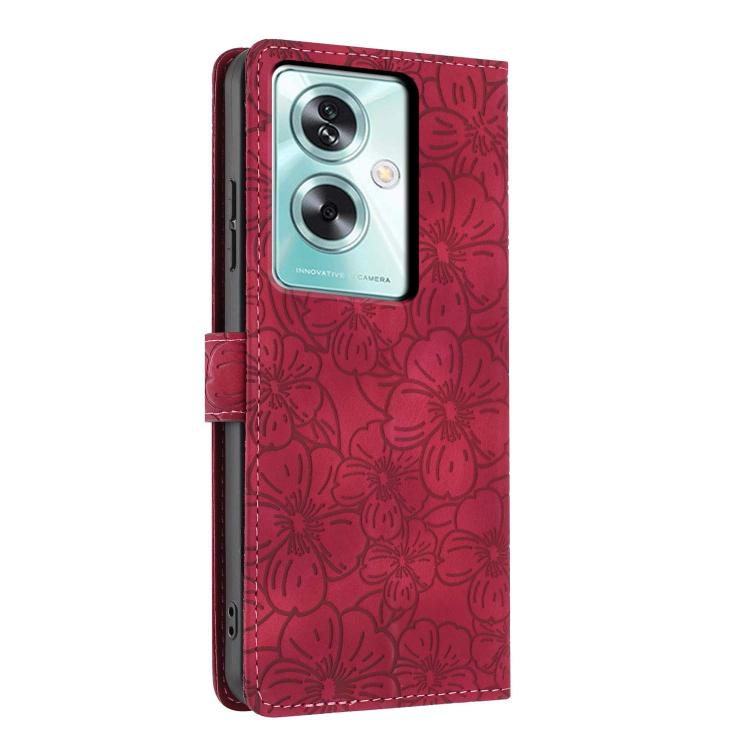 For OPPO A79 5G Cherry Blossoms Embossed Leather Phone Case