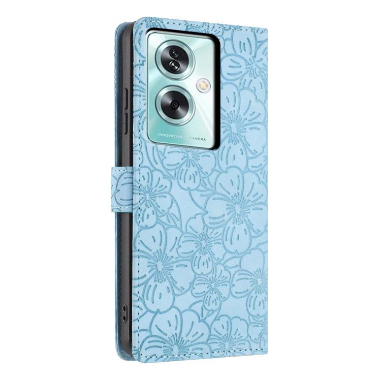 For OPPO A79 5G Cherry Blossoms Embossed Leather Phone Case