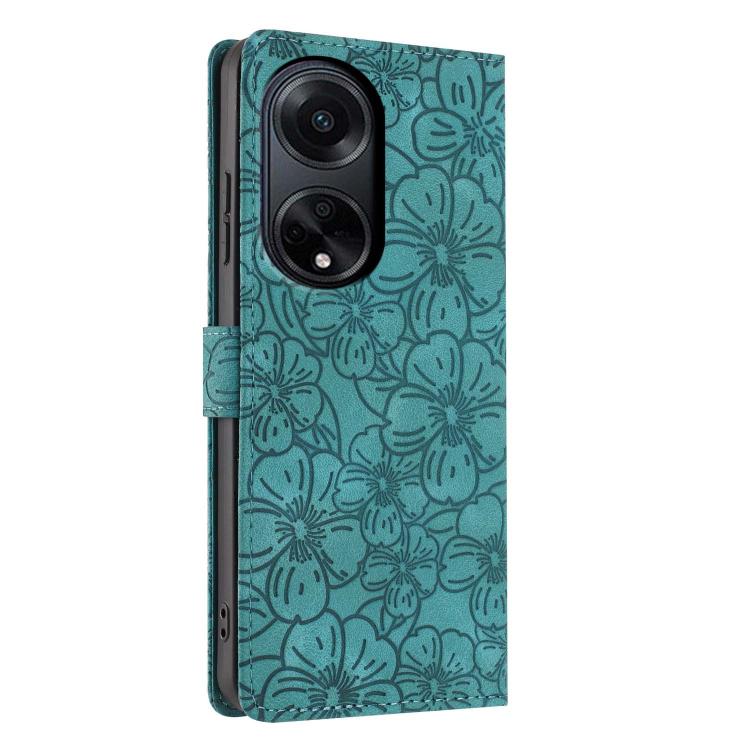 For OPPO A98 Cherry Blossoms Embossed Leather Phone Case
