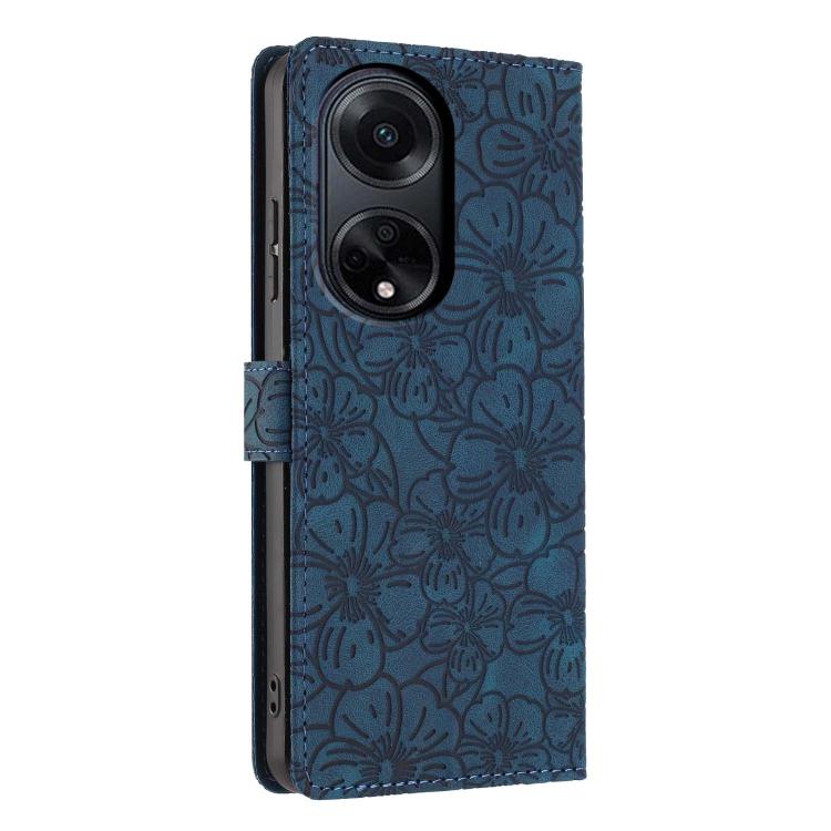 For OPPO A98 Cherry Blossoms Embossed Leather Phone Case