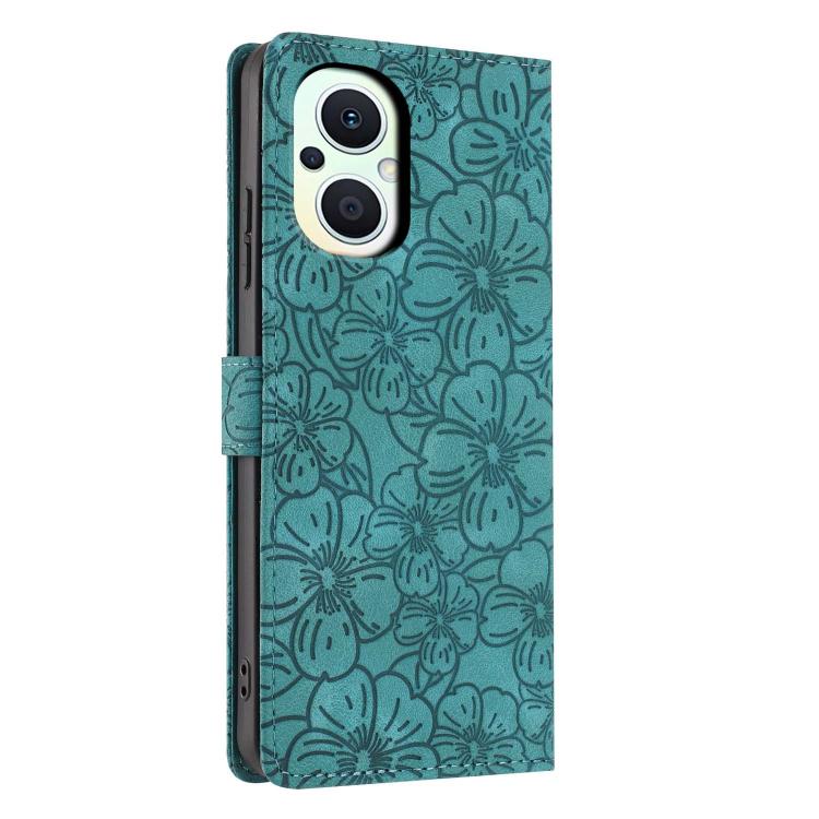 For OPPO Reno8 Lite / Reno7 Z 5G Cherry Blossoms Embossed Leather Phone Case