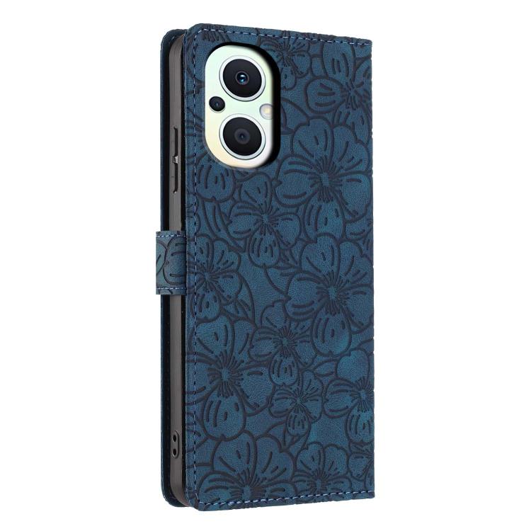 For OPPO Reno8 Lite / Reno7 Z 5G Cherry Blossoms Embossed Leather Phone Case