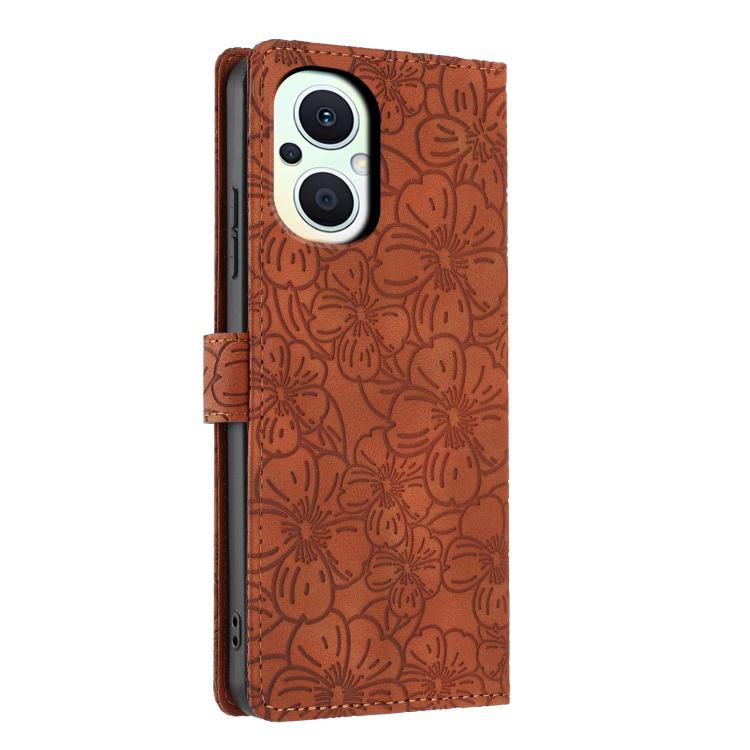 For OPPO Reno8 Lite / Reno7 Z 5G Cherry Blossoms Embossed Leather Phone Case