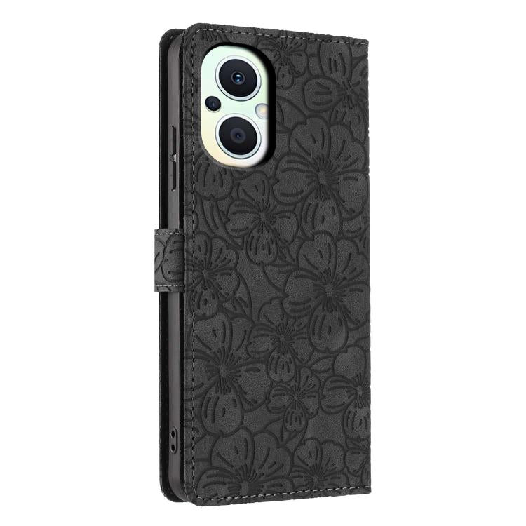 For OPPO Reno8 Lite / Reno7 Z 5G Cherry Blossoms Embossed Leather Phone Case