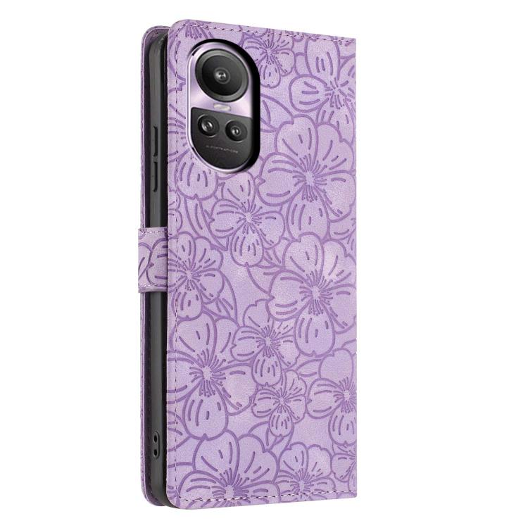 For OPPO Reno10 / 10 Pro Global Cherry Blossoms Embossed Leather Phone Case