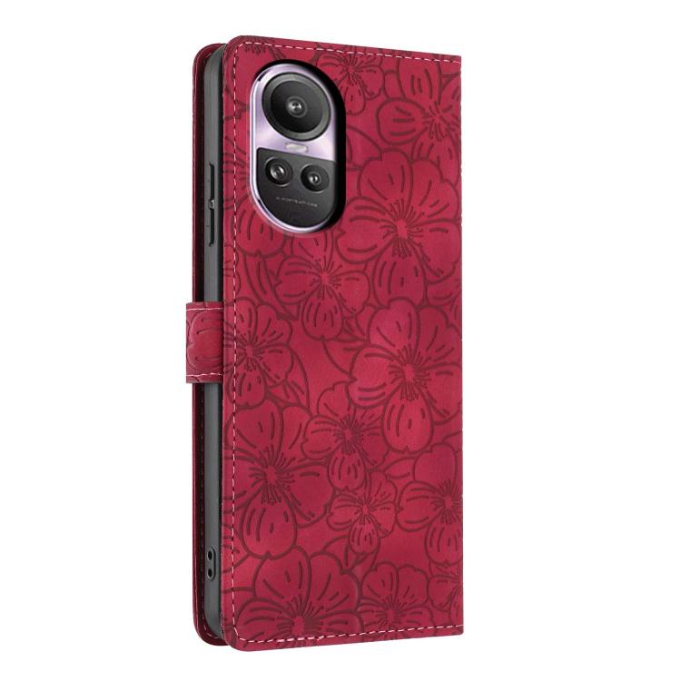 For OPPO Reno10 / 10 Pro Global Cherry Blossoms Embossed Leather Phone Case