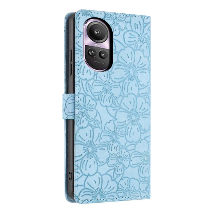 For OPPO Reno10 / 10 Pro Global Cherry Blossoms Embossed Leather Phone Case