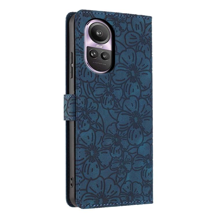 For OPPO Reno10 / 10 Pro Global Cherry Blossoms Embossed Leather Phone Case