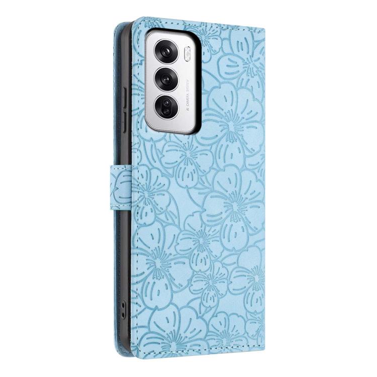 For OPPO Reno12 Global Cherry Blossoms Embossed Leather Phone Case