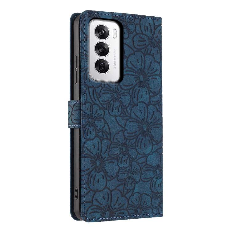 For OPPO Reno12 Global Cherry Blossoms Embossed Leather Phone Case