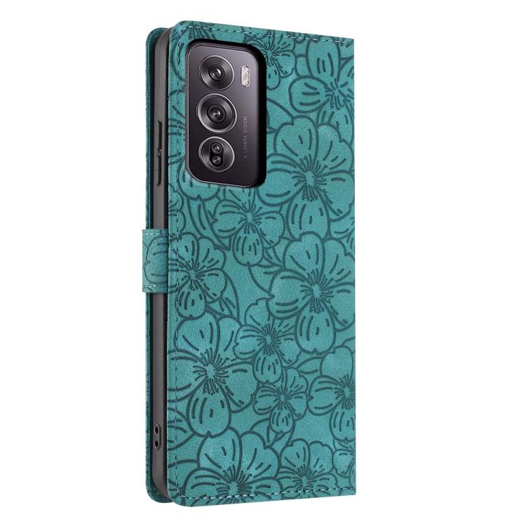 For OPPO Reno12 Pro Global Cherry Blossoms Embossed Leather Phone Case