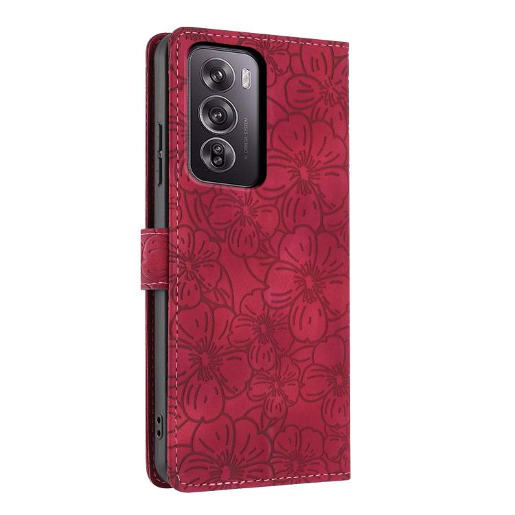 For OPPO Reno12 Pro Global Cherry Blossoms Embossed Leather Phone Case