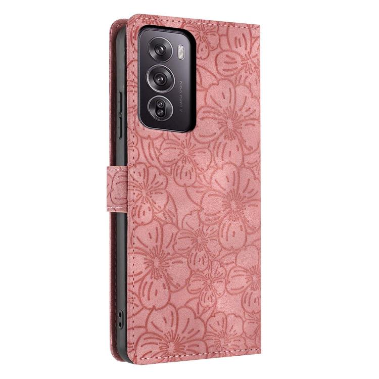 For OPPO Reno12 Pro Global Cherry Blossoms Embossed Leather Phone Case
