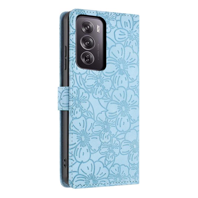 For OPPO Reno12 Pro Global Cherry Blossoms Embossed Leather Phone Case