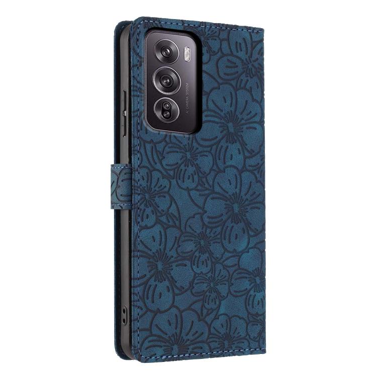 For OPPO Reno12 Pro Global Cherry Blossoms Embossed Leather Phone Case