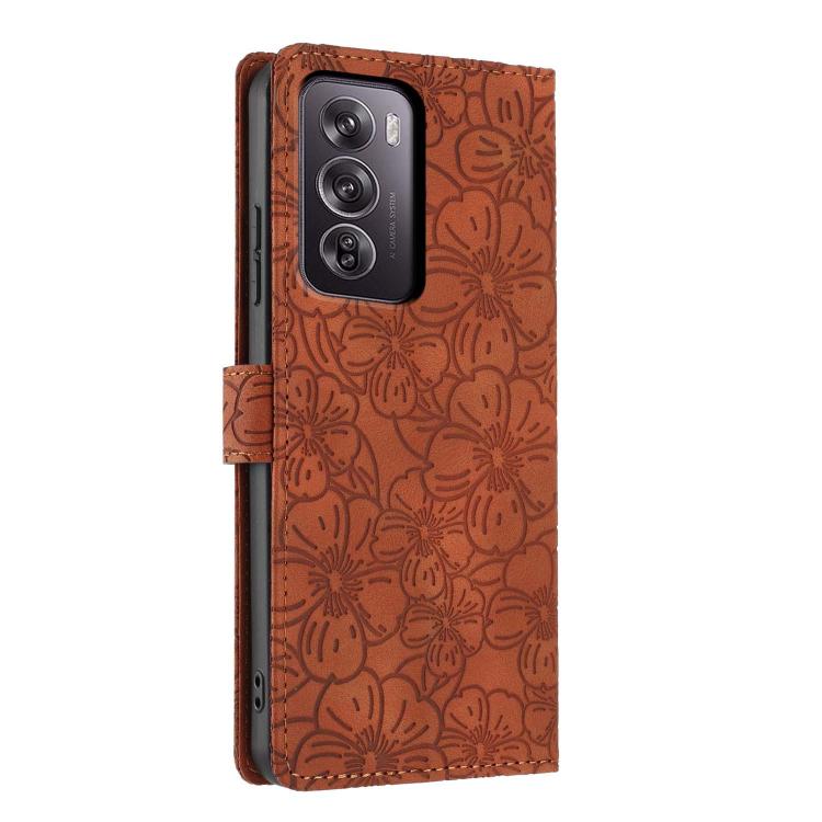 For OPPO Reno12 Pro Global Cherry Blossoms Embossed Leather Phone Case