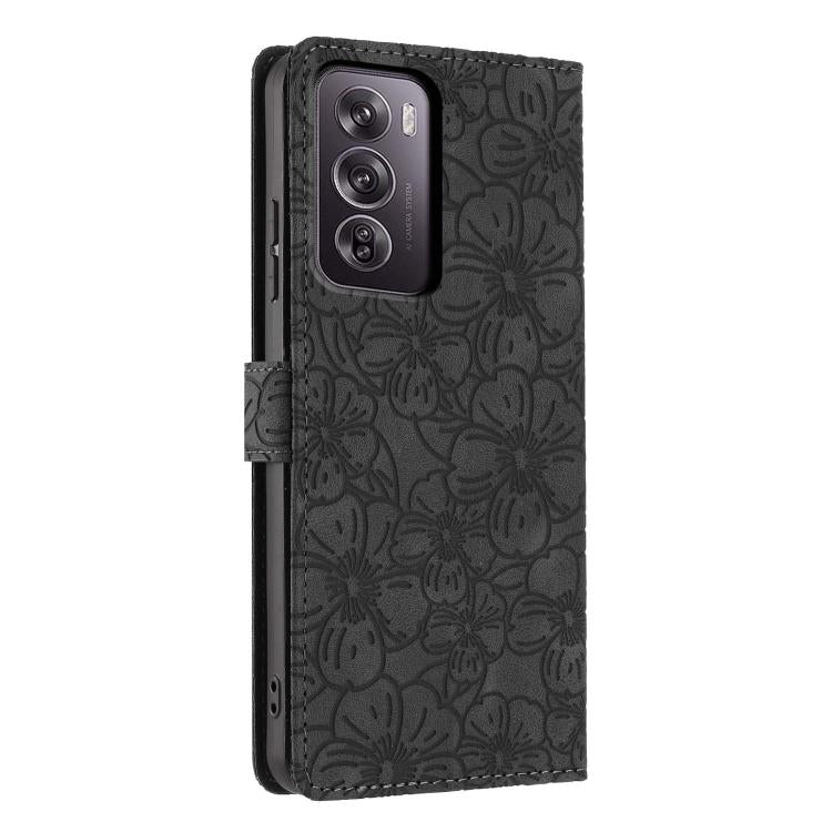 For OPPO Reno12 Pro Global Cherry Blossoms Embossed Leather Phone Case