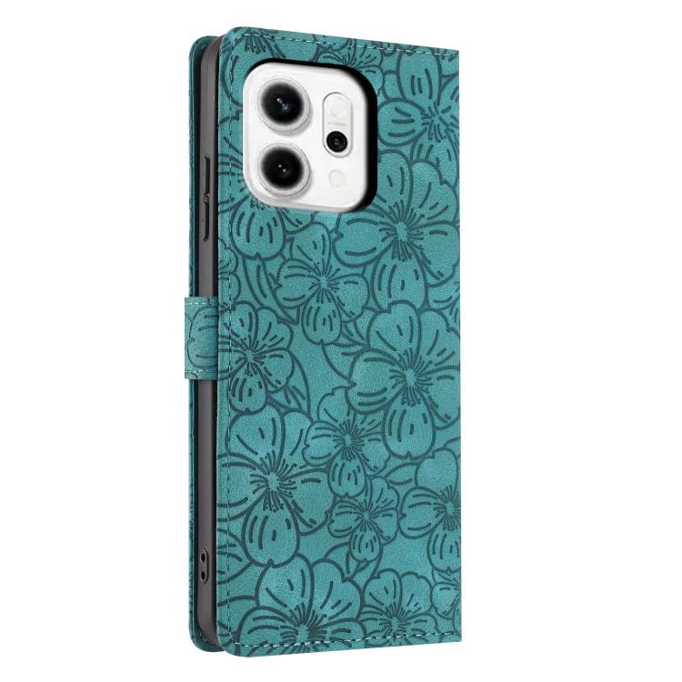 For OPPO Reno14 Global Cherry Blossoms Embossed Leather Phone Case