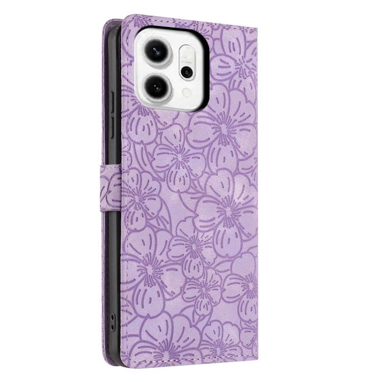 For OPPO Reno14 Global Cherry Blossoms Embossed Leather Phone Case