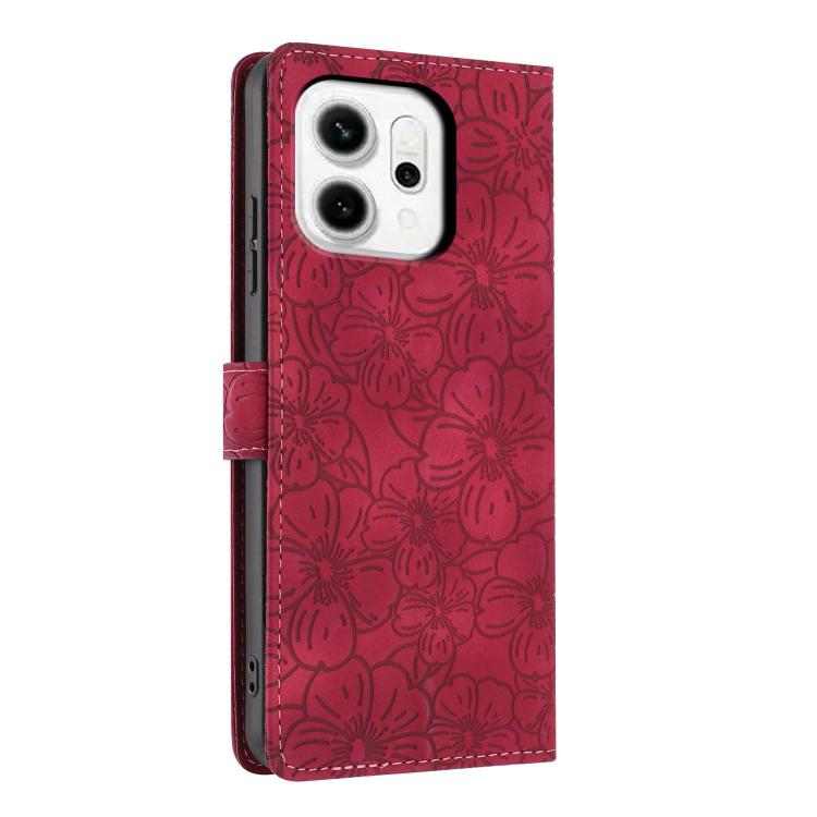 For OPPO Reno14 Global Cherry Blossoms Embossed Leather Phone Case