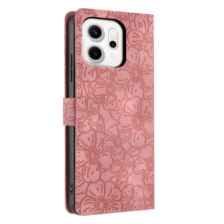 For OPPO Reno14 Global Cherry Blossoms Embossed Leather Phone Case