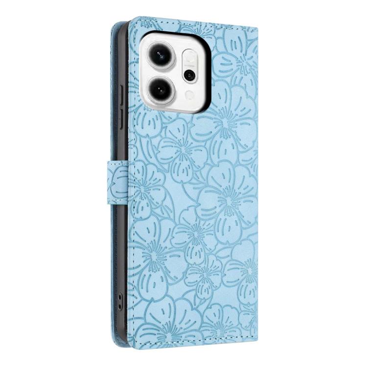 For OPPO Reno14 Global Cherry Blossoms Embossed Leather Phone Case