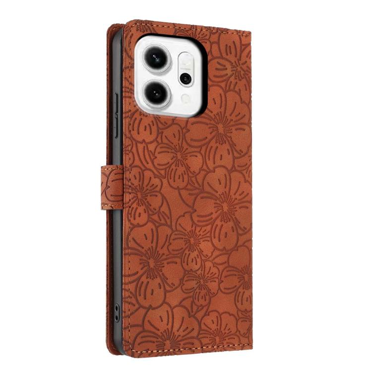 For OPPO Reno14 Global Cherry Blossoms Embossed Leather Phone Case