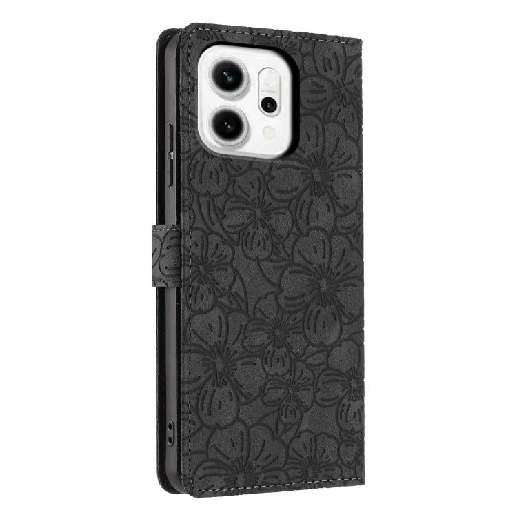 For OPPO Reno14 Global Cherry Blossoms Embossed Leather Phone Case