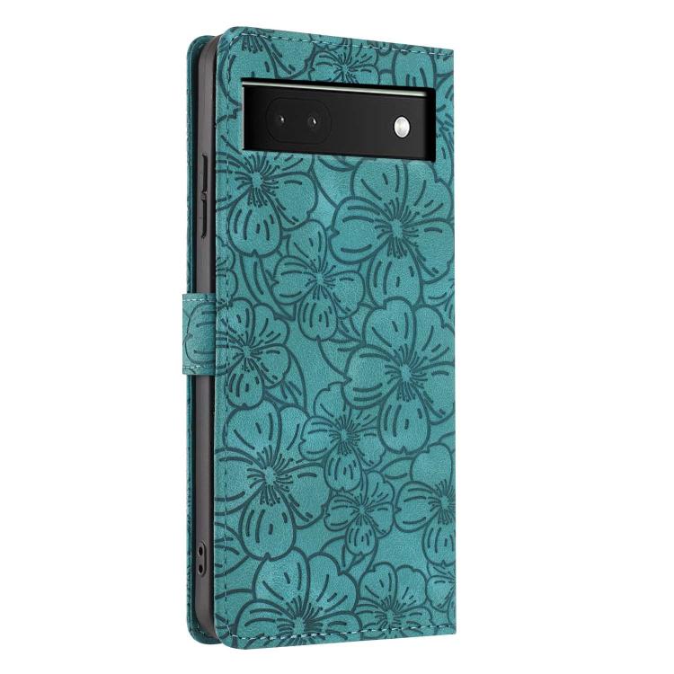 For Google Pixel 6a Cherry Blossoms Embossed Leather Phone Case