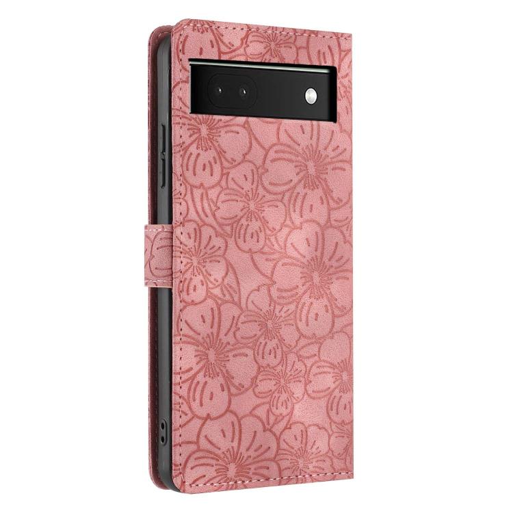 For Google Pixel 6a Cherry Blossoms Embossed Leather Phone Case