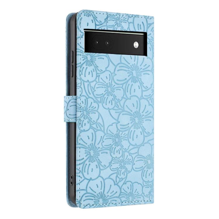 For Google Pixel 6a Cherry Blossoms Embossed Leather Phone Case