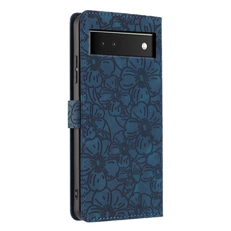 For Google Pixel 6a Cherry Blossoms Embossed Leather Phone Case