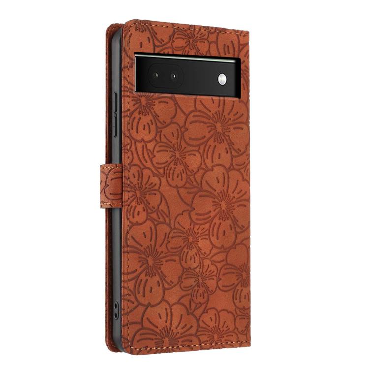 For Google Pixel 6a Cherry Blossoms Embossed Leather Phone Case