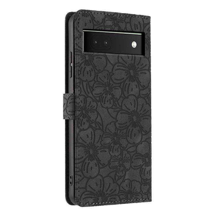For Google Pixel 6a Cherry Blossoms Embossed Leather Phone Case