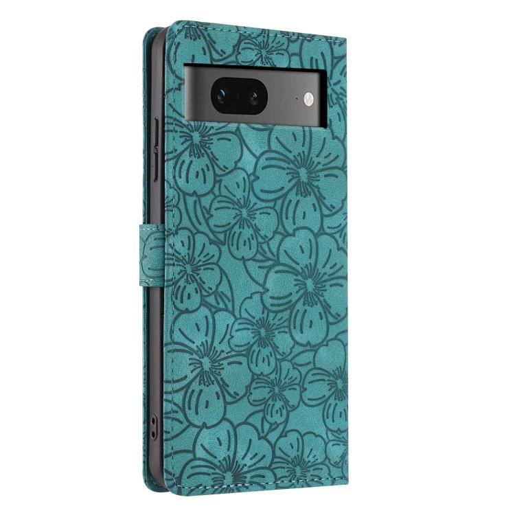 For Google Pixel 7 Cherry Blossoms Embossed Leather Phone Case
