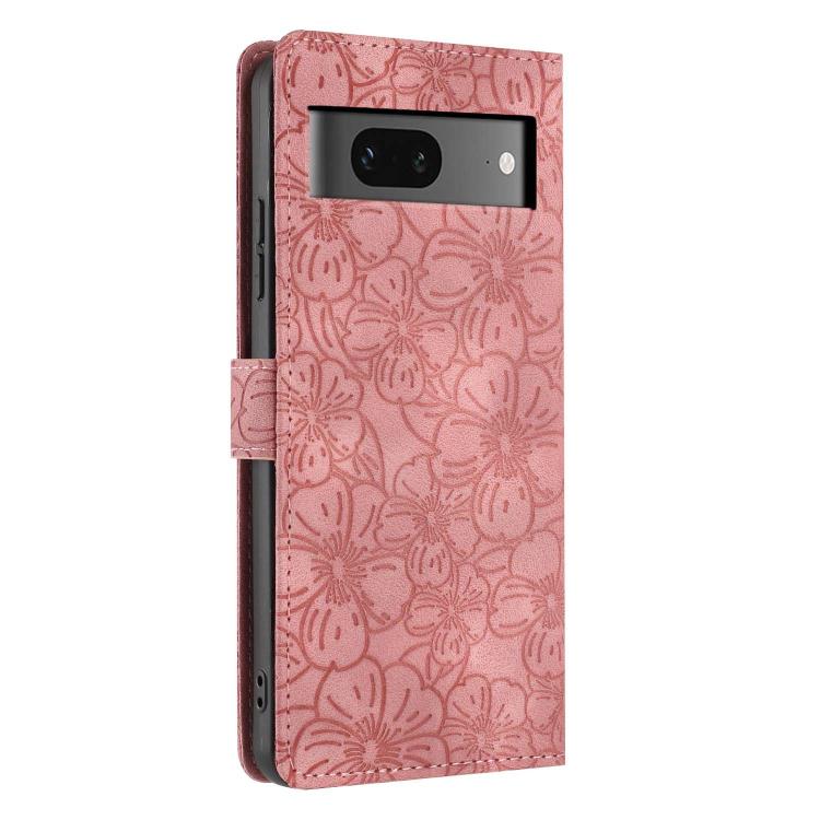 For Google Pixel 7 Cherry Blossoms Embossed Leather Phone Case