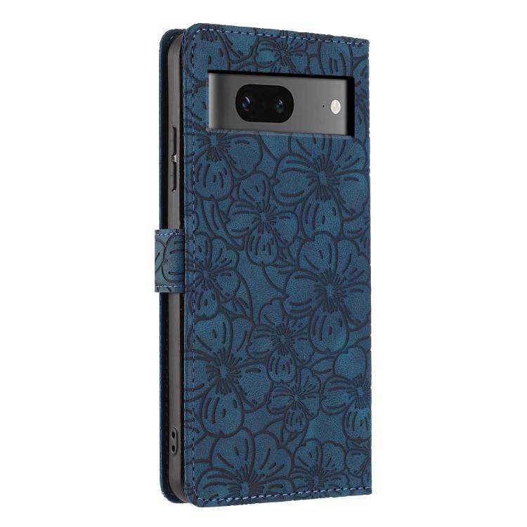 For Google Pixel 7 Cherry Blossoms Embossed Leather Phone Case