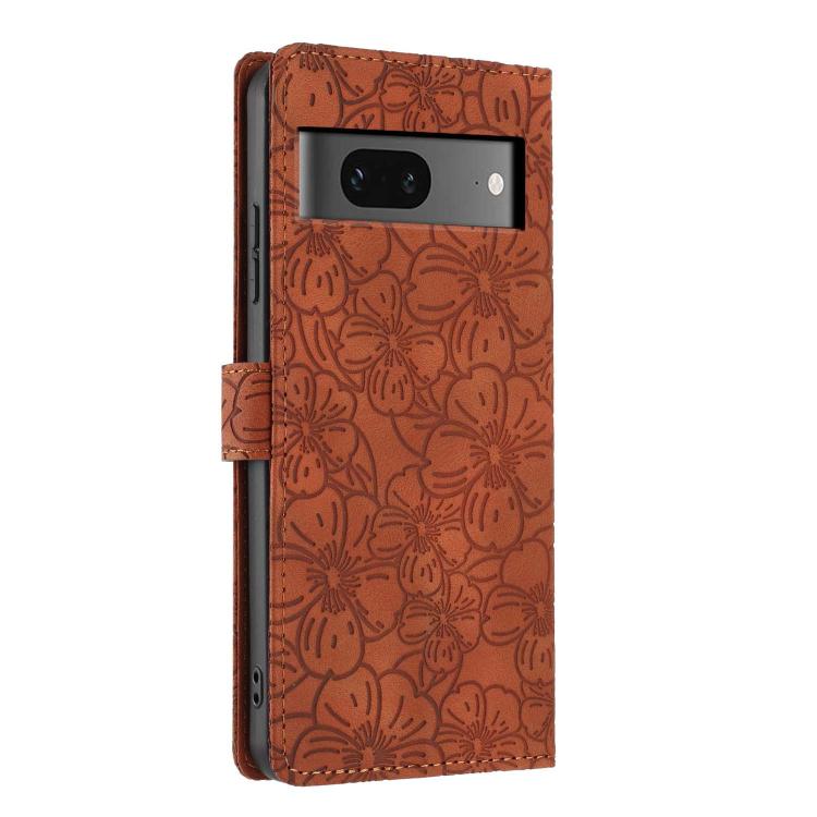 For Google Pixel 7 Cherry Blossoms Embossed Leather Phone Case