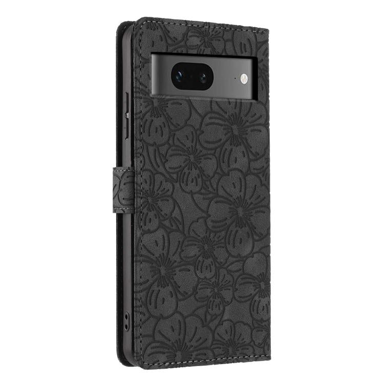 For Google Pixel 7 Cherry Blossoms Embossed Leather Phone Case