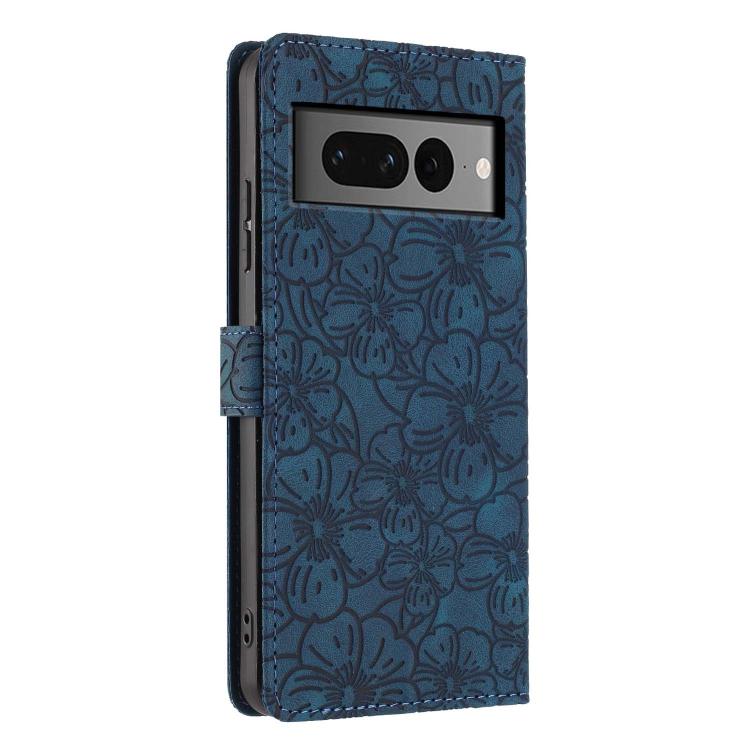 For Google Pixel 7 Pro Cherry Blossoms Embossed Leather Phone Case