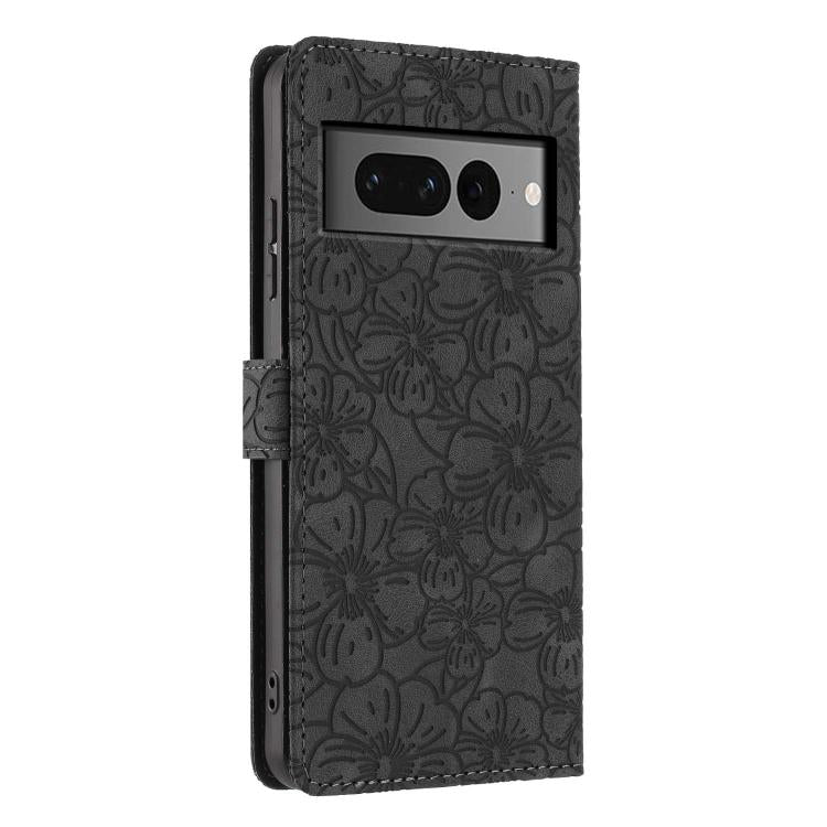 For Google Pixel 7 Pro Cherry Blossoms Embossed Leather Phone Case