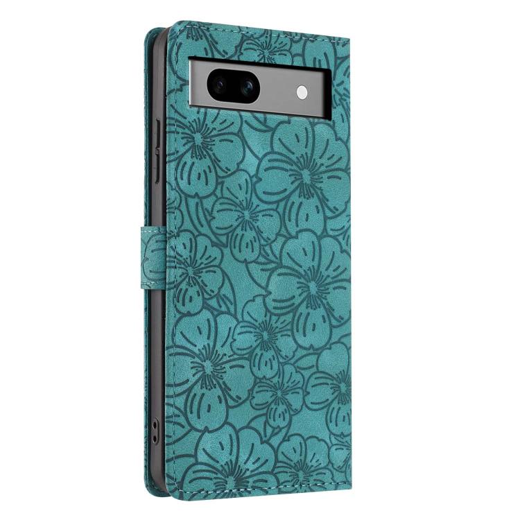 For Google Pixel 7a Cherry Blossoms Embossed Leather Phone Case