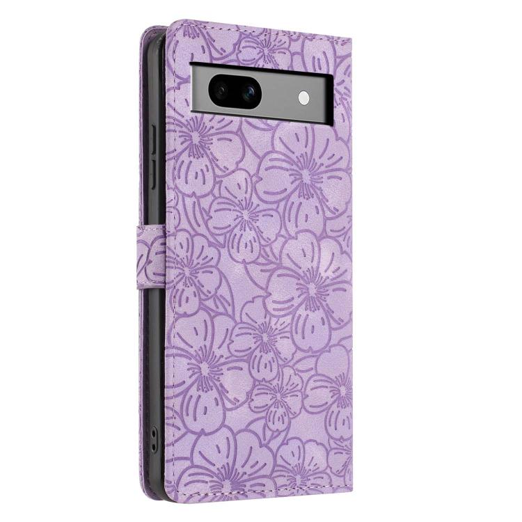 For Google Pixel 7a Cherry Blossoms Embossed Leather Phone Case
