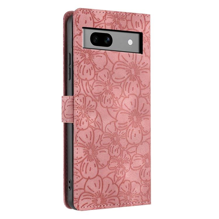 For Google Pixel 7a Cherry Blossoms Embossed Leather Phone Case