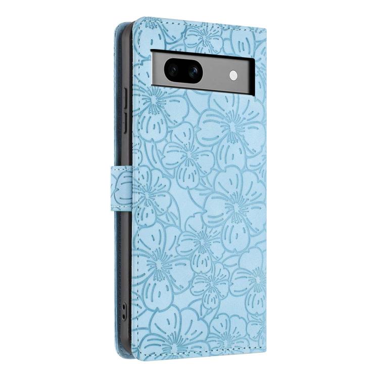 For Google Pixel 7a Cherry Blossoms Embossed Leather Phone Case