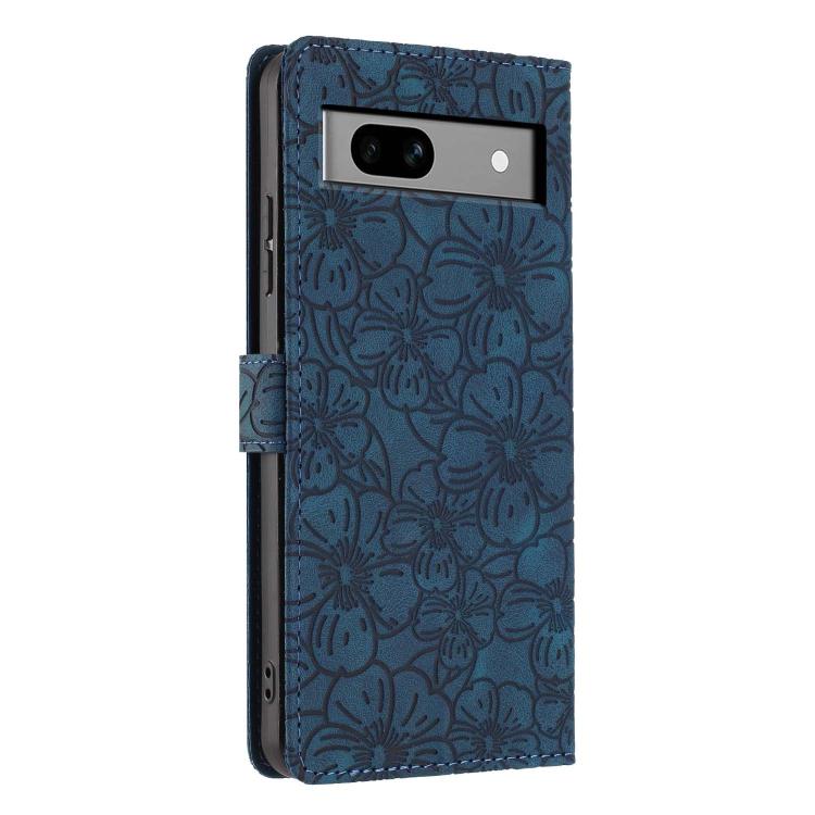 For Google Pixel 7a Cherry Blossoms Embossed Leather Phone Case