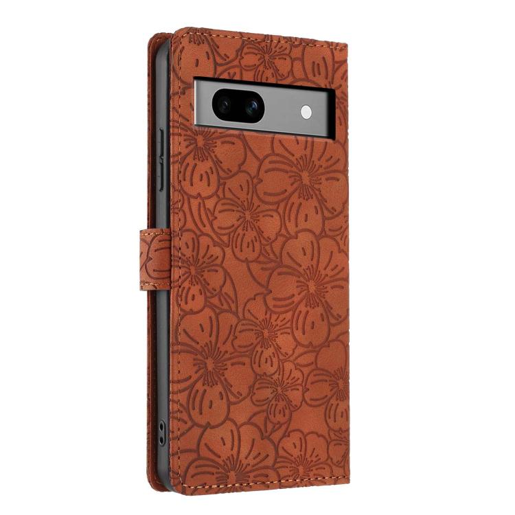 For Google Pixel 7a Cherry Blossoms Embossed Leather Phone Case